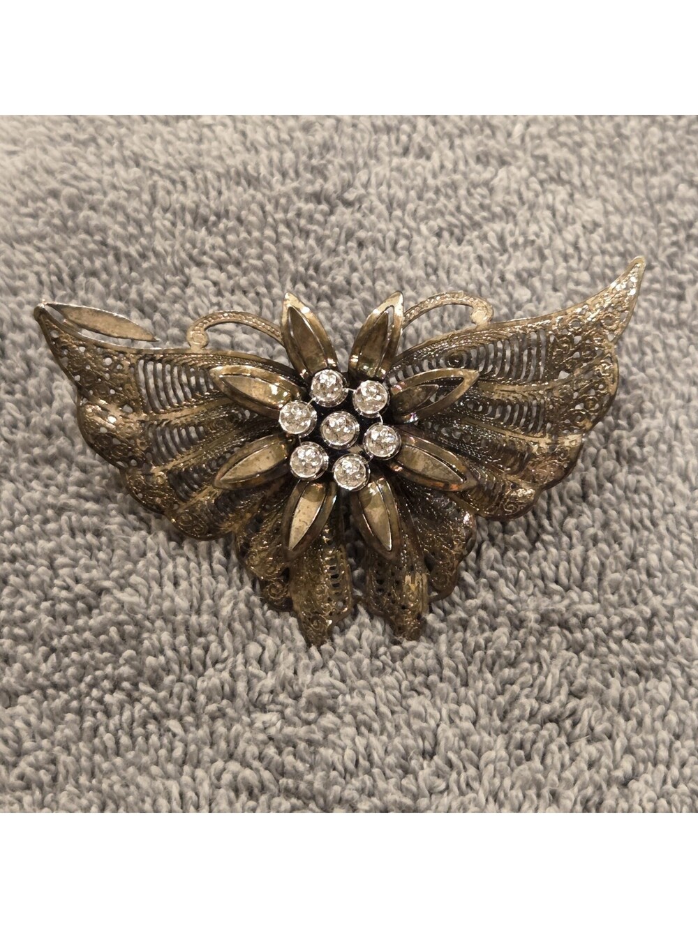 LES BERNARD Style Butterfly Brooch 3 in Wide VINTAGE